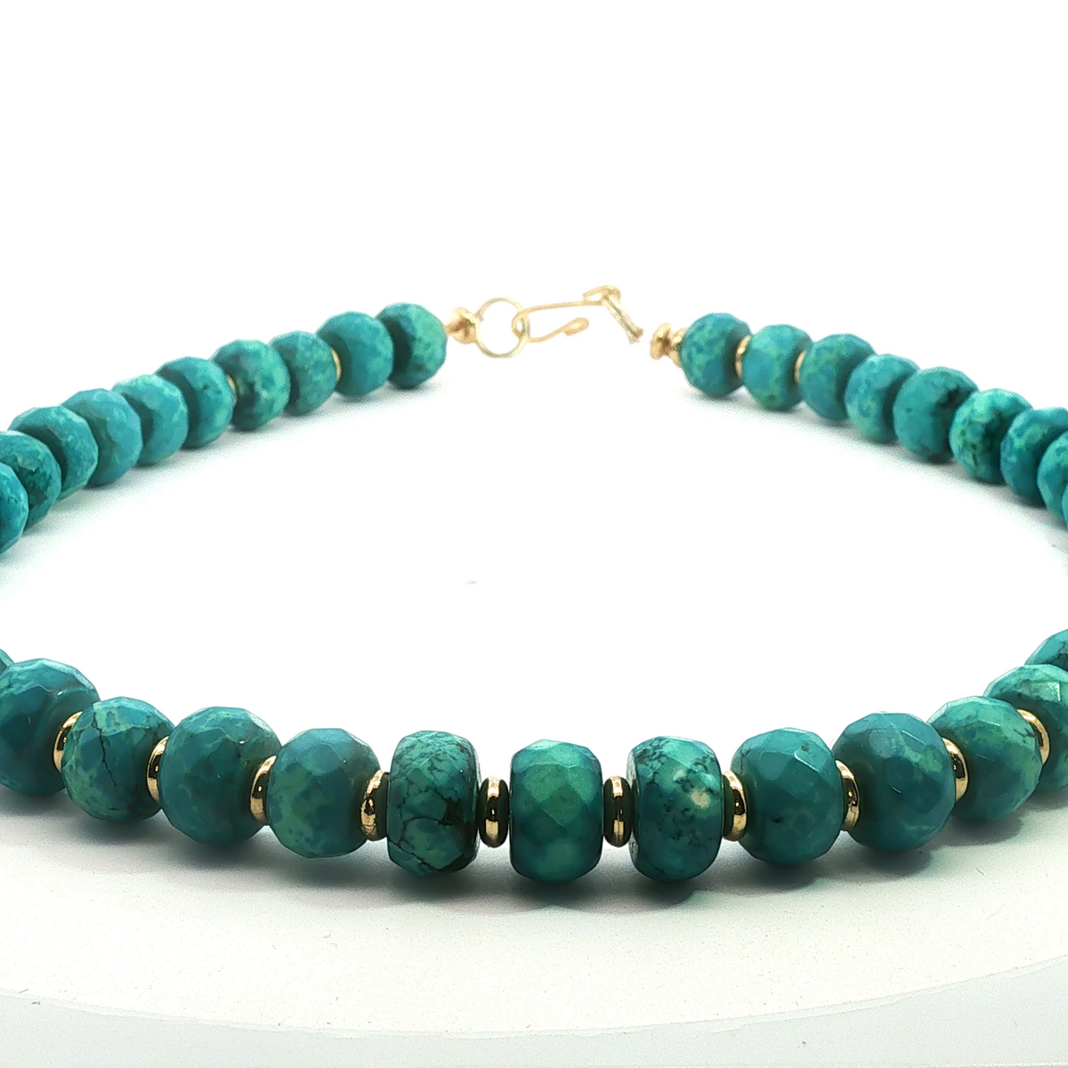 18"Turquoise Necklace with 18kt Gold-Filled Discs