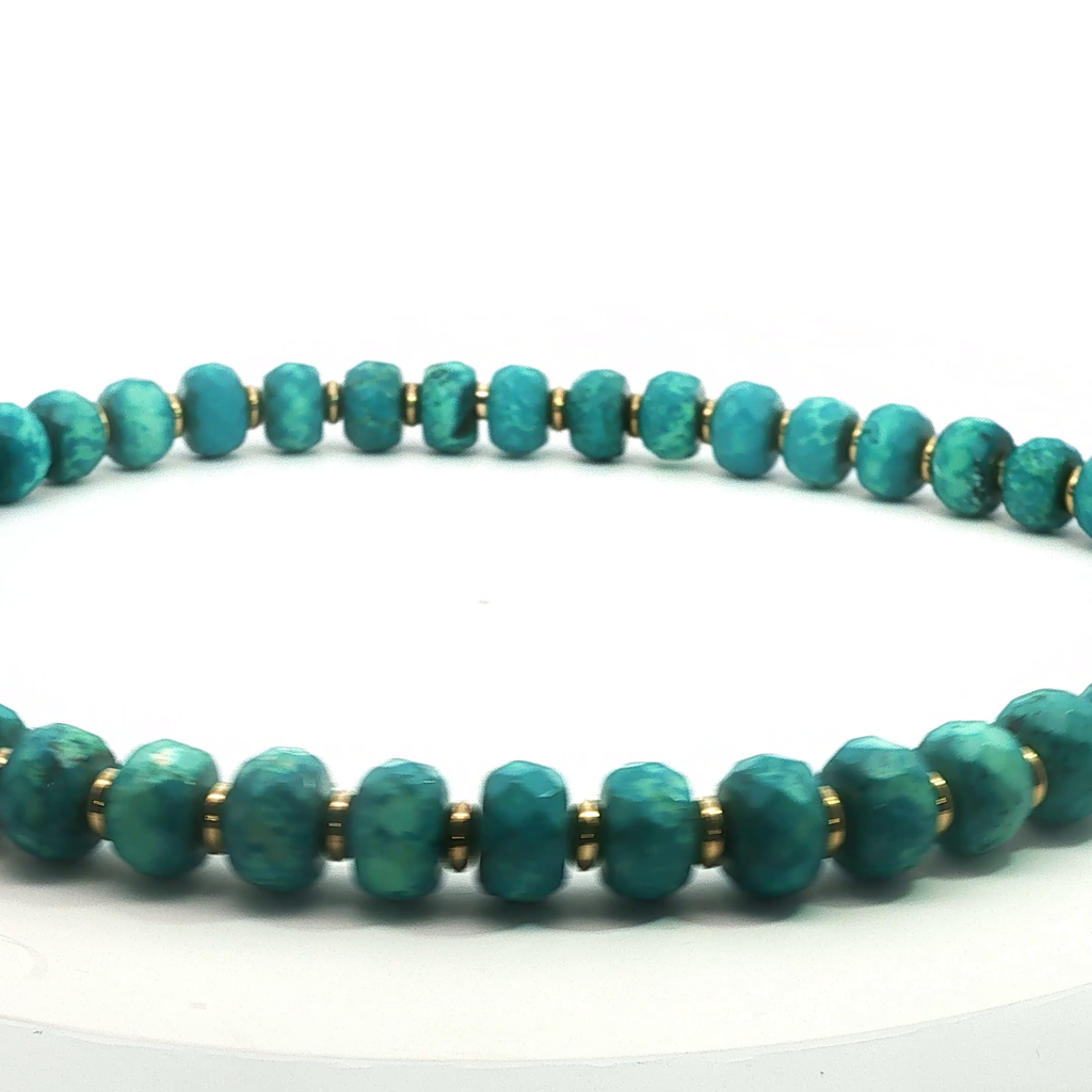 18"Turquoise Necklace with 18kt Gold-Filled Discs