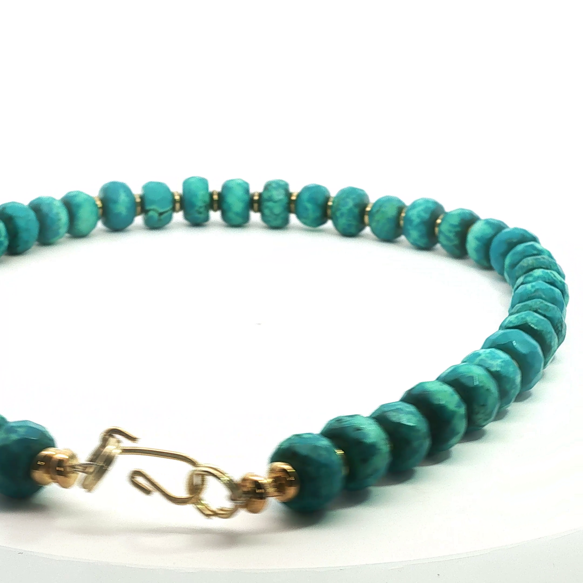 18"Turquoise Necklace with 18kt Gold-Filled Discs
