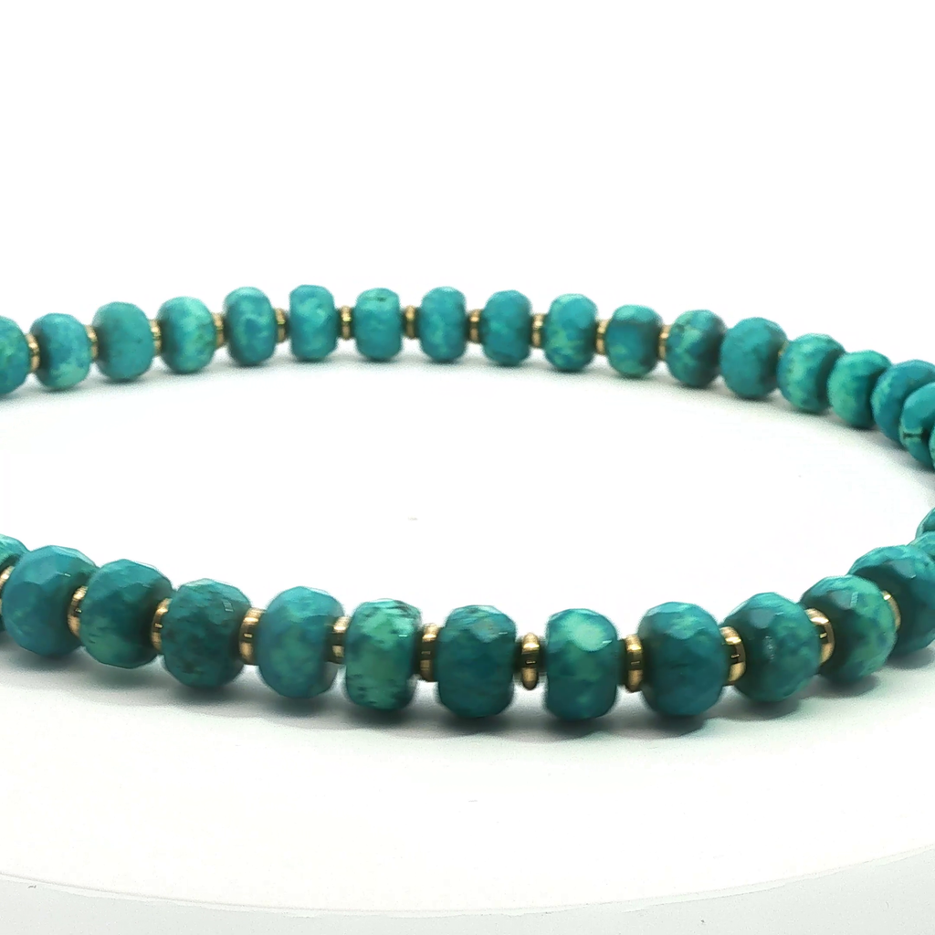 18"Turquoise Necklace with 18kt Gold-Filled Discs