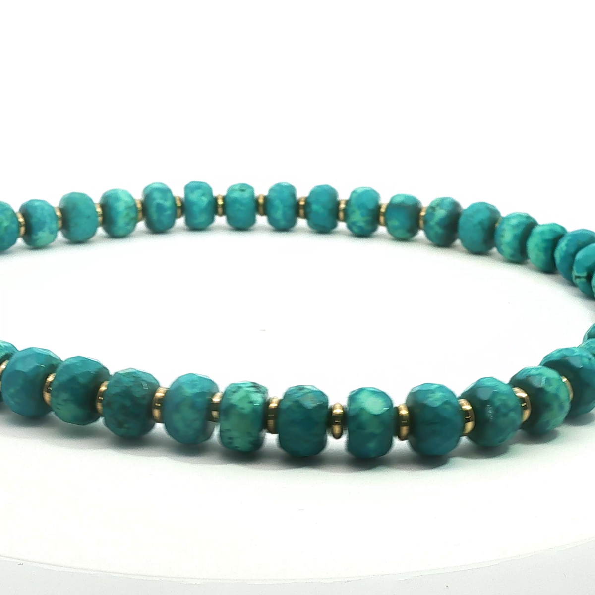 18"Turquoise Necklace with 18kt Gold-Filled Discs