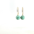 Amazonite Sphere Earrings on 18kt Gold-Filled Diamond Hoops