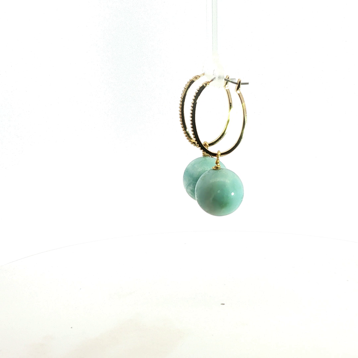 Amazonite Sphere Earrings on 18kt Gold-Filled Diamond Hoops