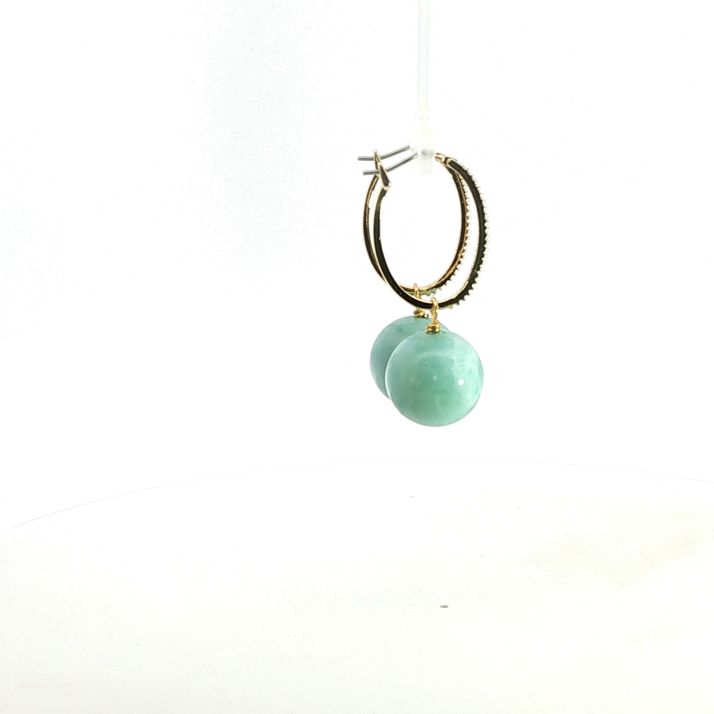 Amazonite Sphere Earrings on 18kt Gold-Filled Diamond Hoops