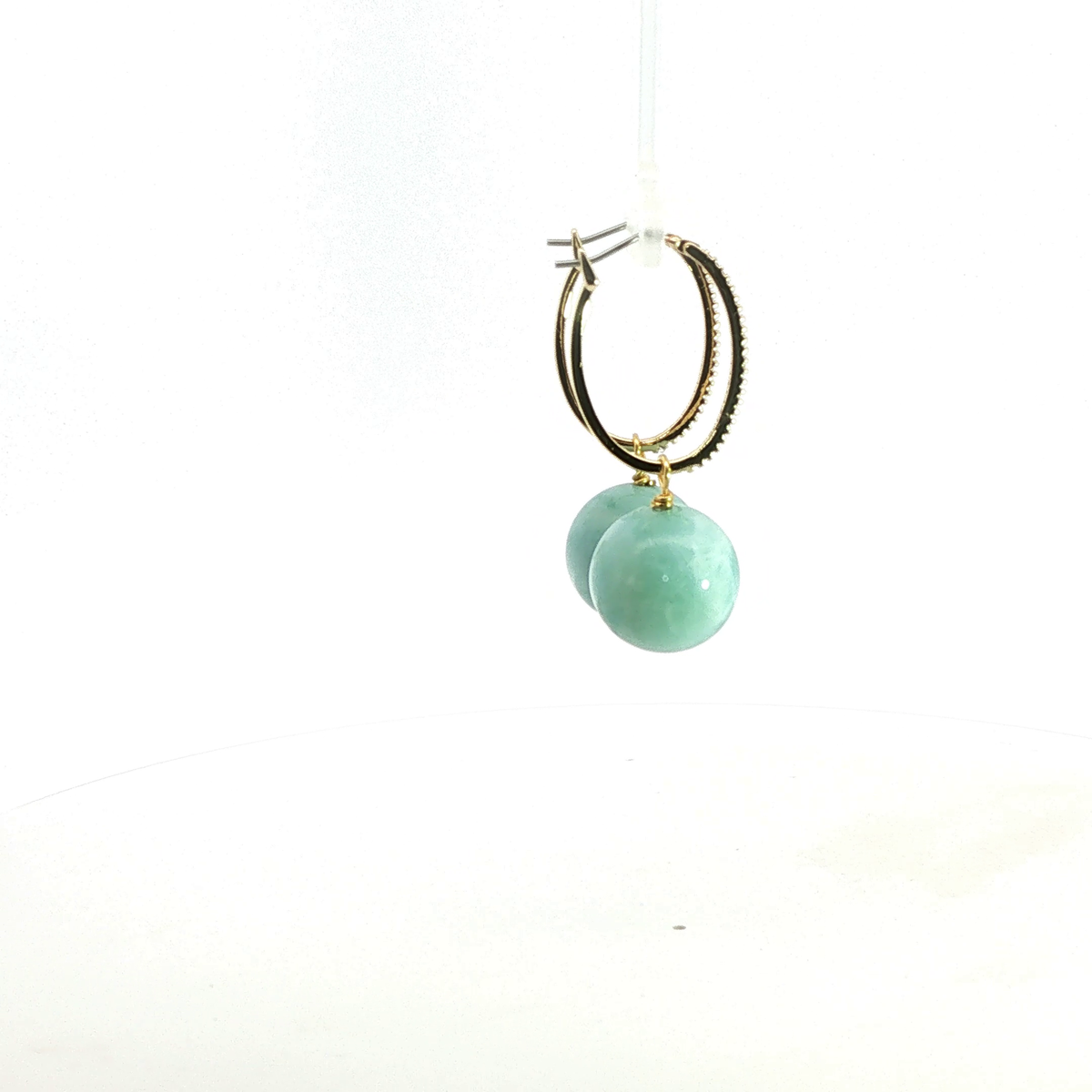 Amazonite Sphere Earrings on 18kt Gold-Filled Diamond Hoops