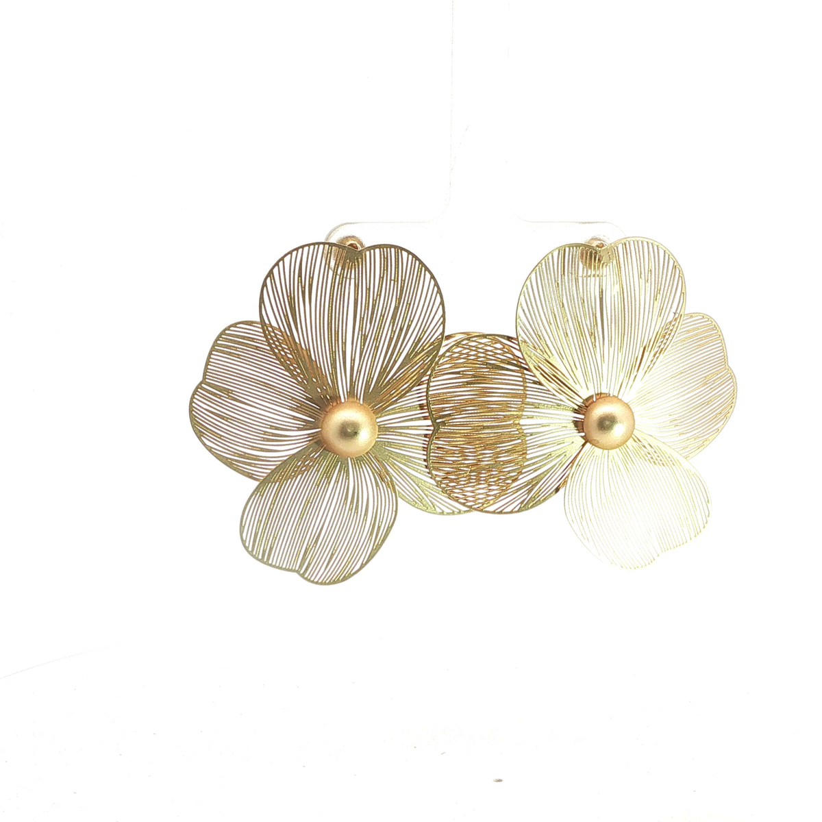 Lightweight yellow Gold-Filled Wire Flower Stud Earrings