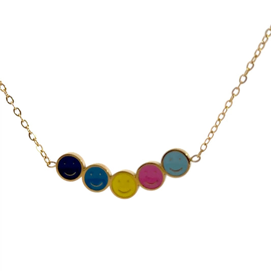 Vibrant Smiley Face Yellow Gold Chain Necklace