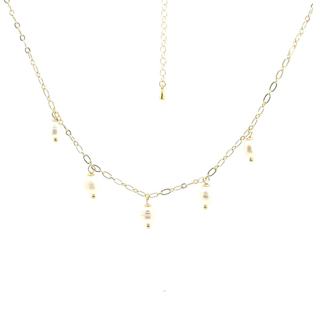 Yellow Gold Necklace with Pearl Charms