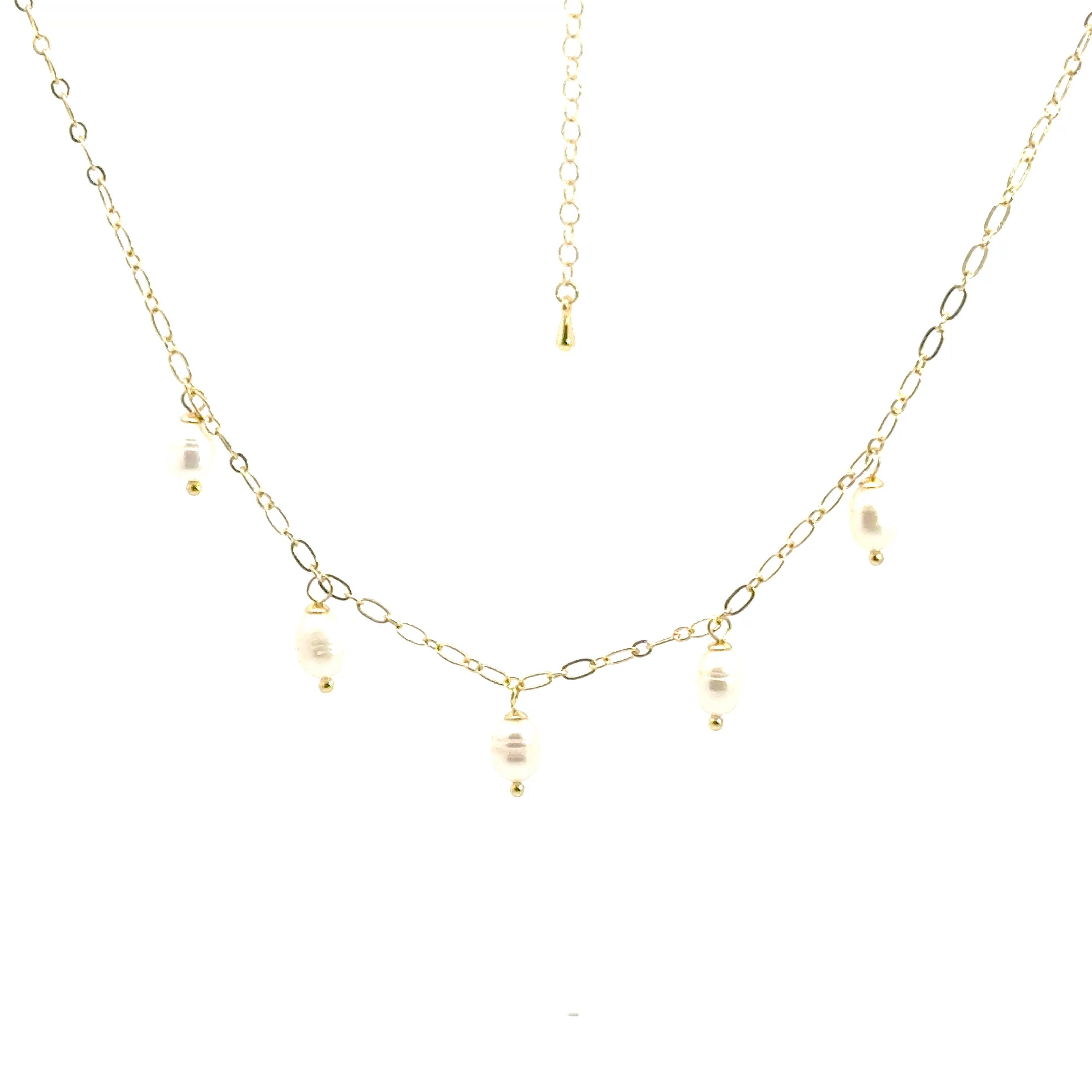 Yellow Gold Necklace with Pearl Charms