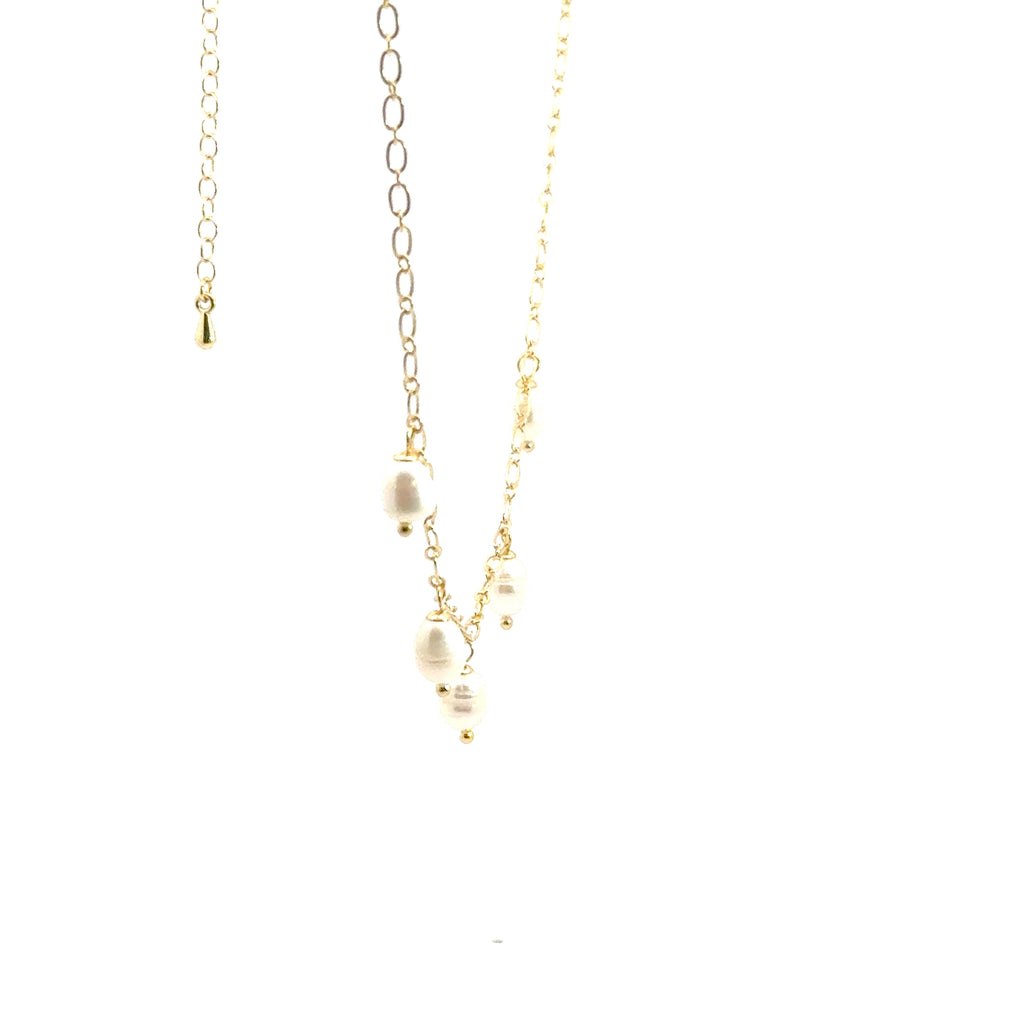 Yellow Gold Necklace with Pearl Charms