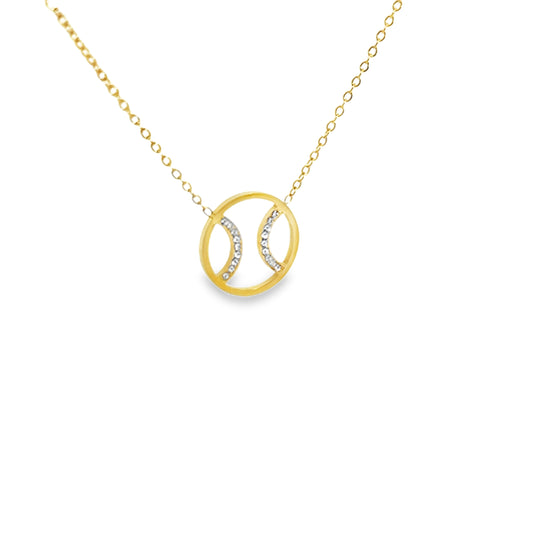 Yellow Gold Charm Necklace with Round Brilliant Diamond Tennis Ball Pendant