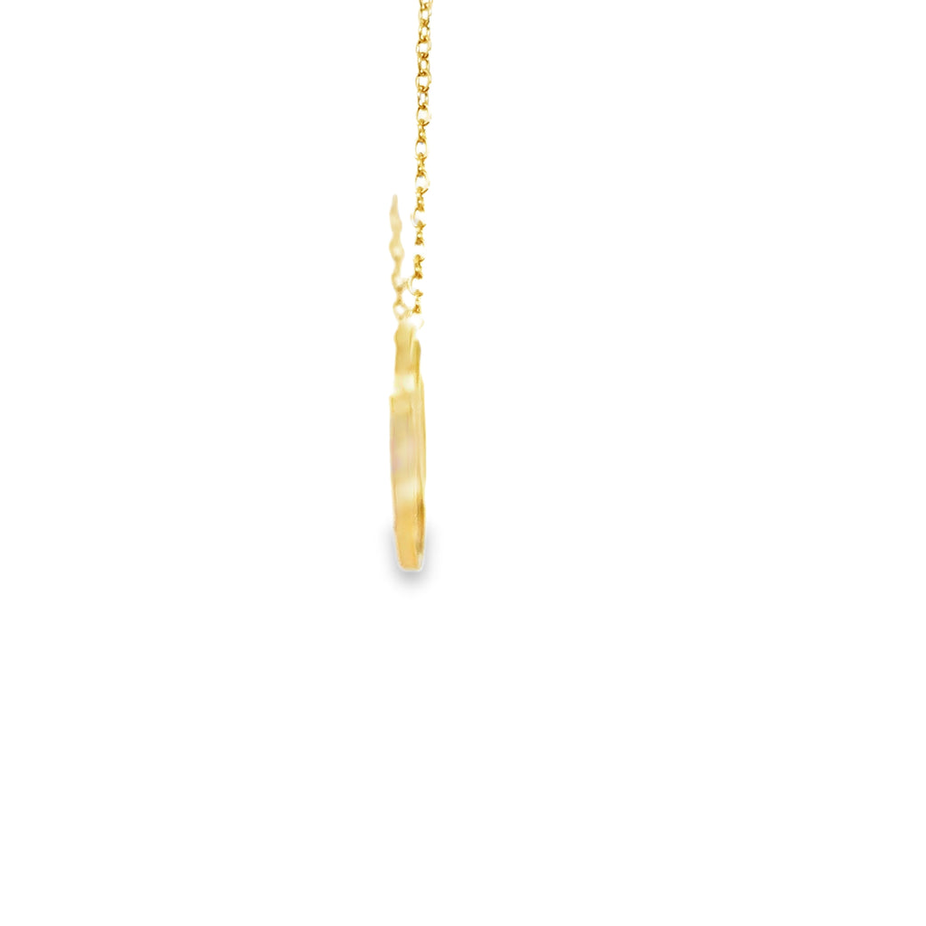 Yellow Gold Charm Necklace with Round Brilliant Diamond Tennis Ball Pendant