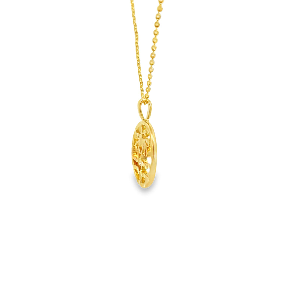 Yellow Gold Palm Tree Charm Pendant Necklace