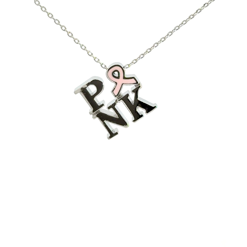 Sterling Silver 'PINK' Breast Cancer Awareness Charm Necklace