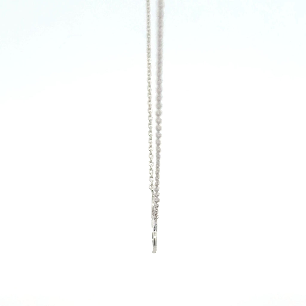 Delicate Silver Chain Necklace with Trio of Heart Pendants