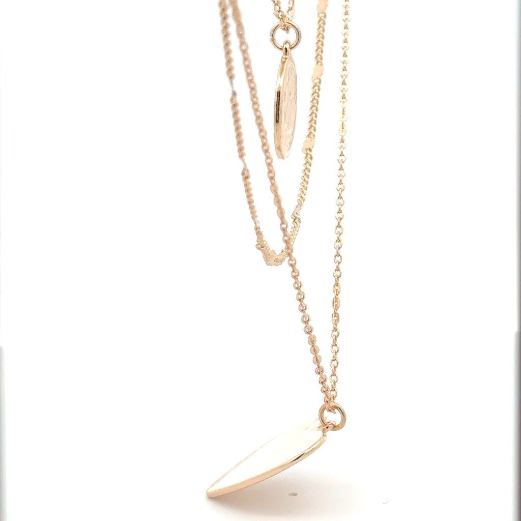 Gold Layered Necklace with Coin and Heart Pendants