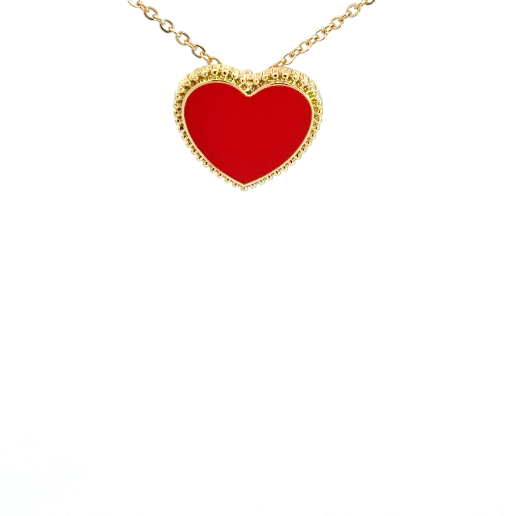 Yellow Gold Heart Charm Necklace