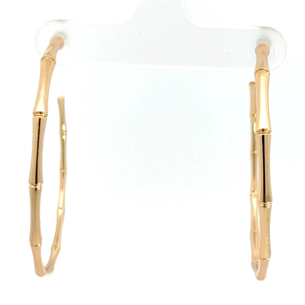 Yellow Gold Bamboo Hoop Earrings
