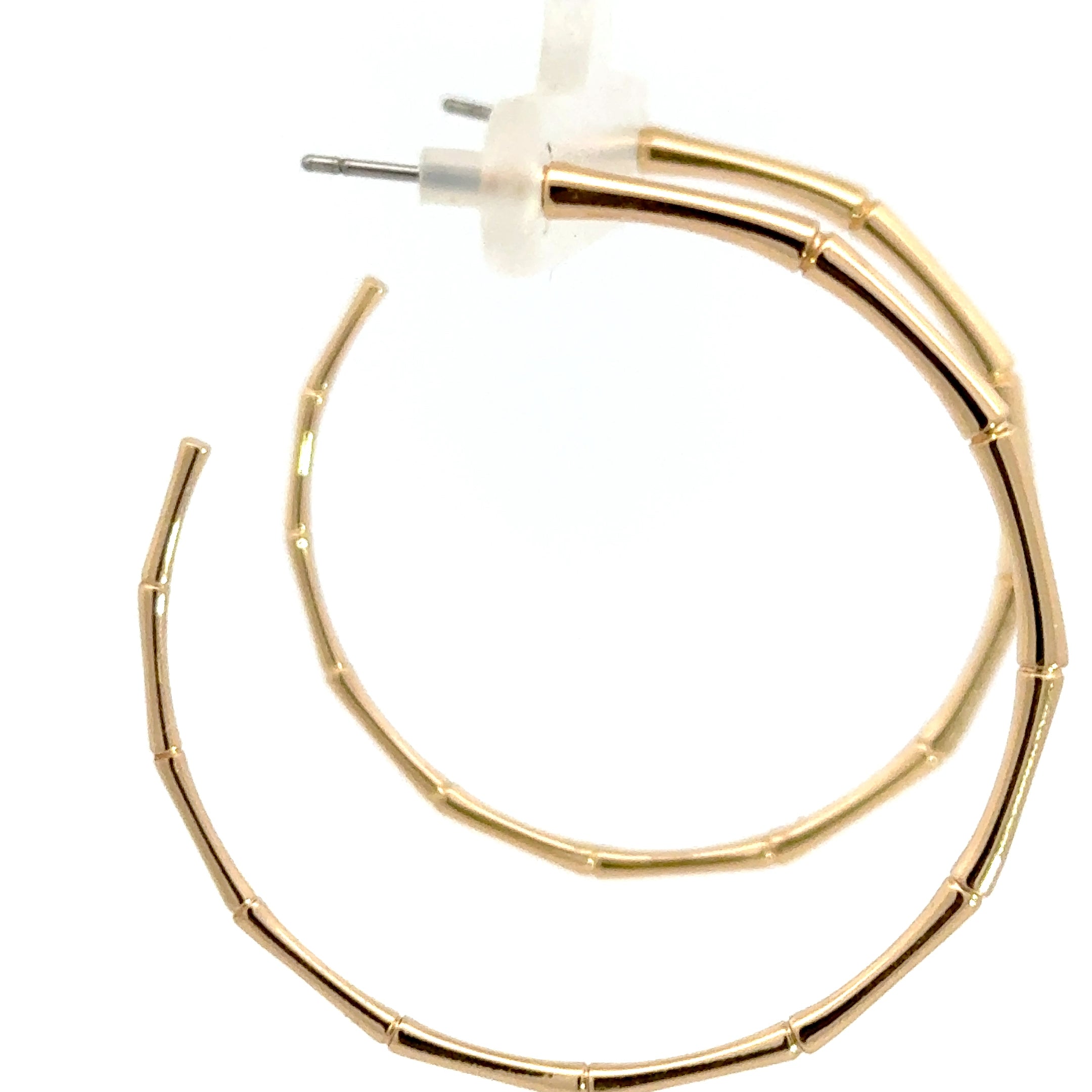 Yellow Gold Bamboo Hoop Earrings