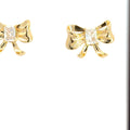 Yellow Gold Stud Earrings with Square Cut Diamond Bows