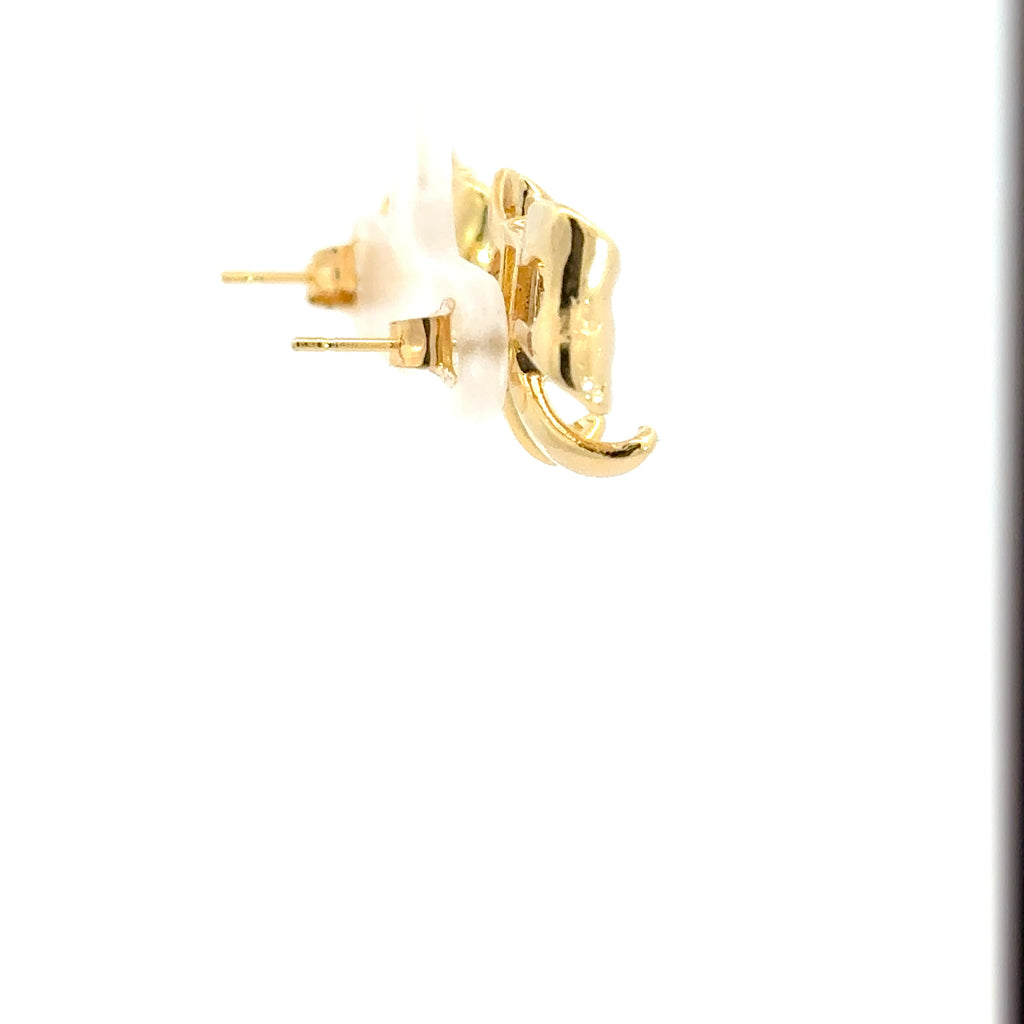 Yellow Gold Stud Earrings with Square Cut Diamond Bows