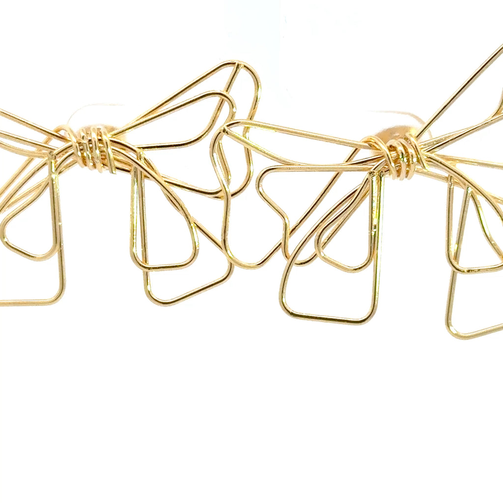 Yellow Gold Bow Stud Earrings
