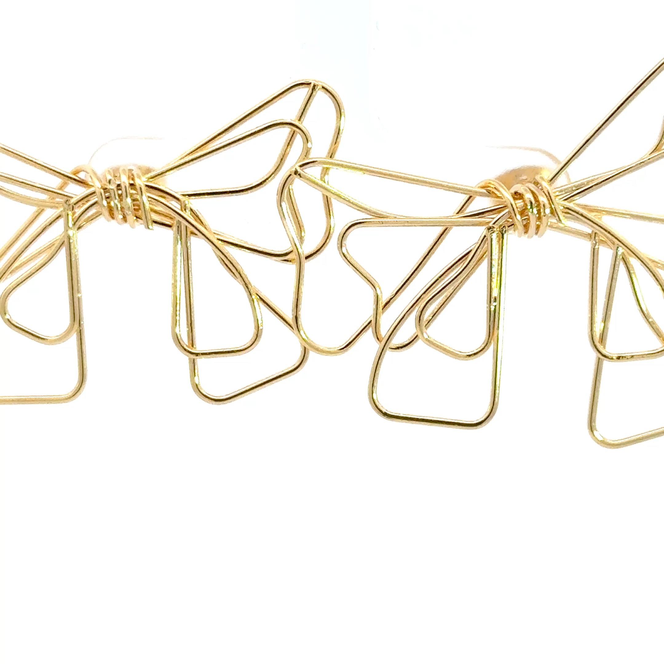 Yellow Gold Bow Stud Earrings