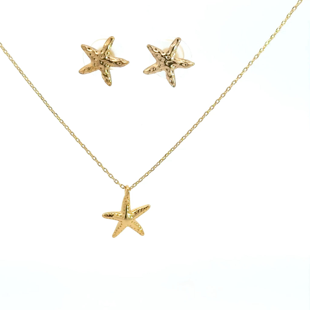 Yellow Gold Starfish Charm Necklace