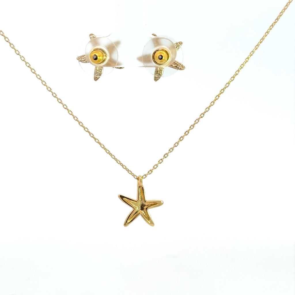 Yellow Gold Starfish Charm Necklace