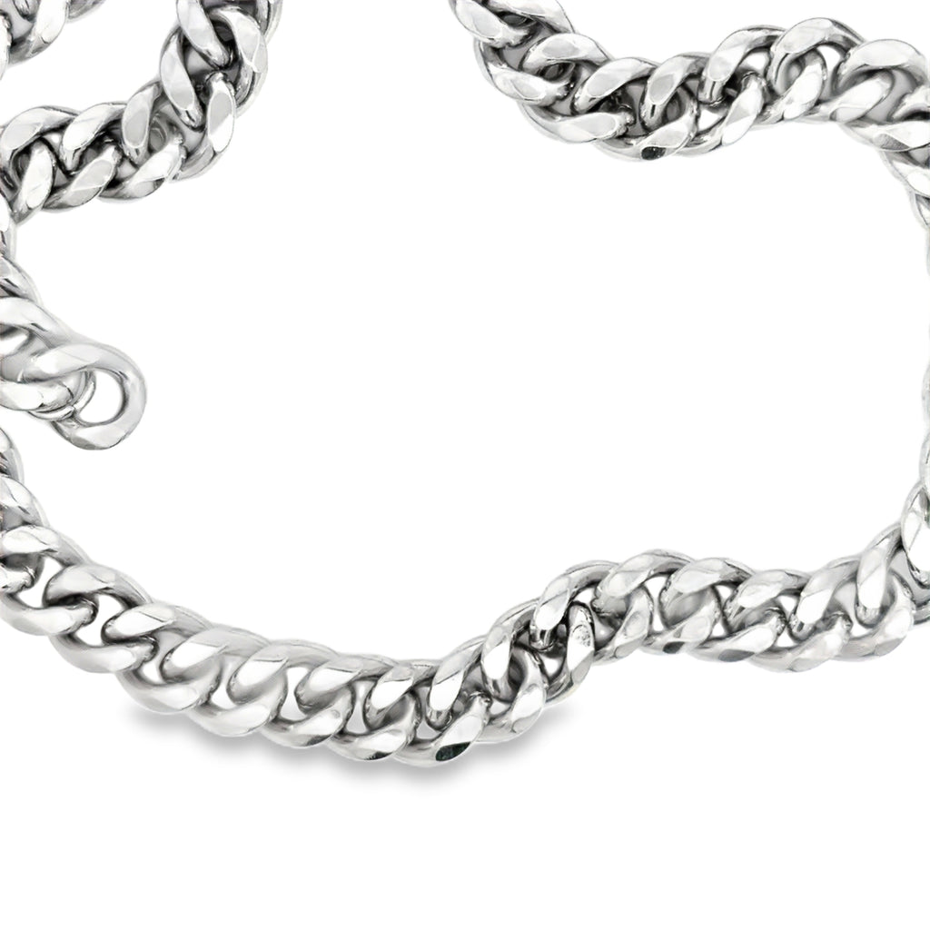 Elegant Silver Chain Necklace in White Gold Finish