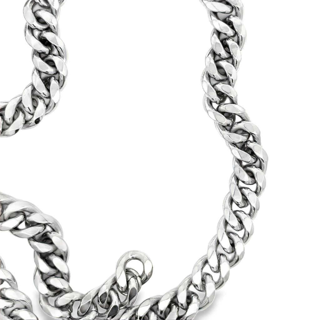 Elegant Silver Chain Necklace in White Gold Finish