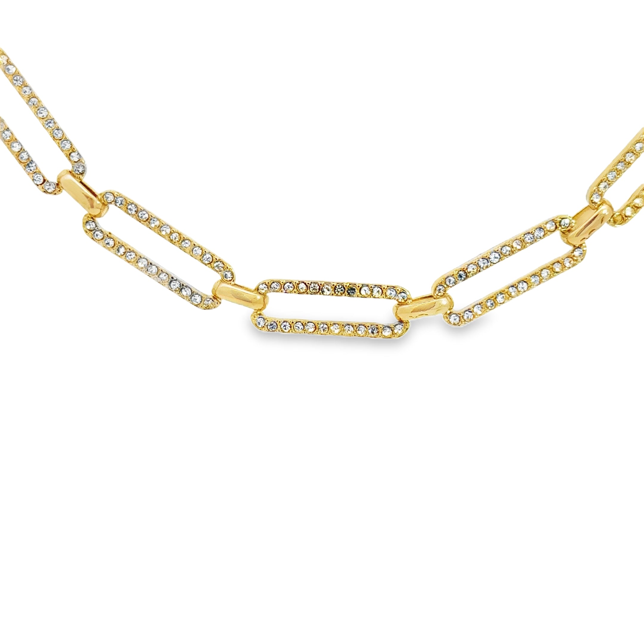 Yellow Gold Chain Necklace with Round Cut Diamonds