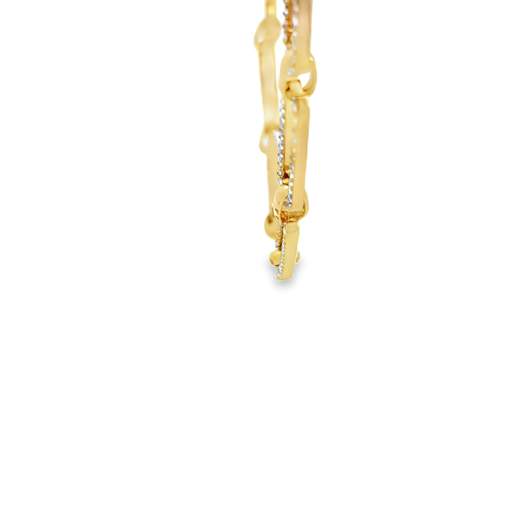 Yellow Gold Chain Necklace with Round Cut Diamonds