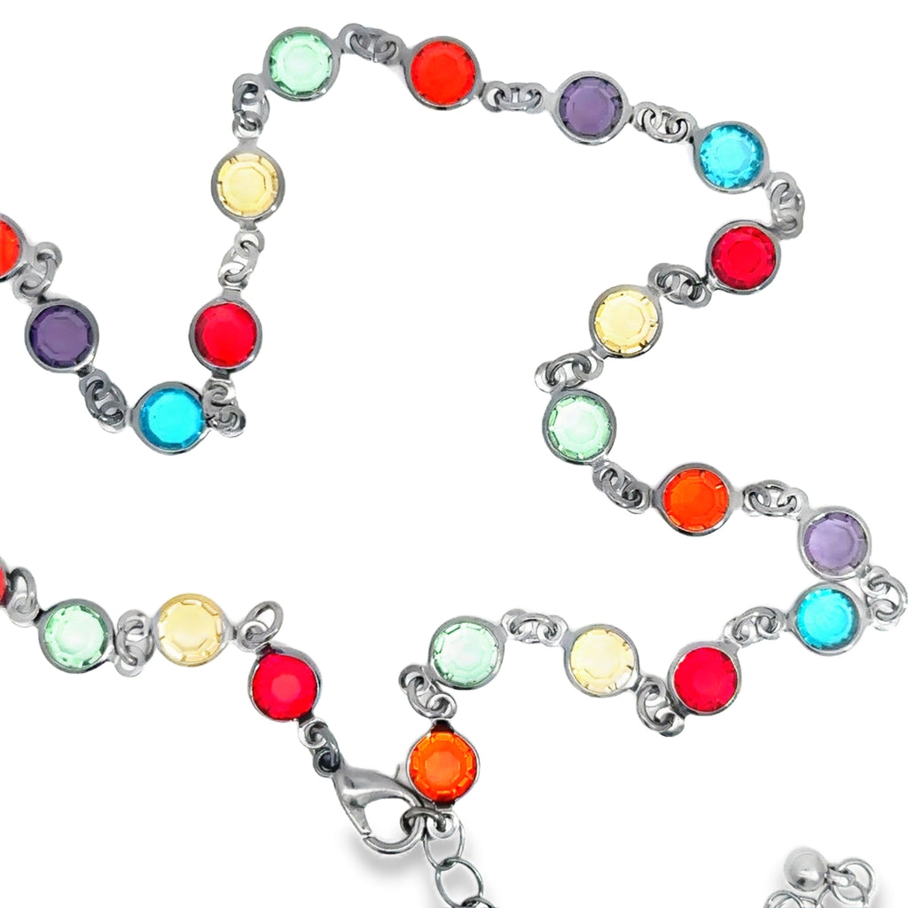 Chic Crystal Chain Necklace with Round Cabochon Cut