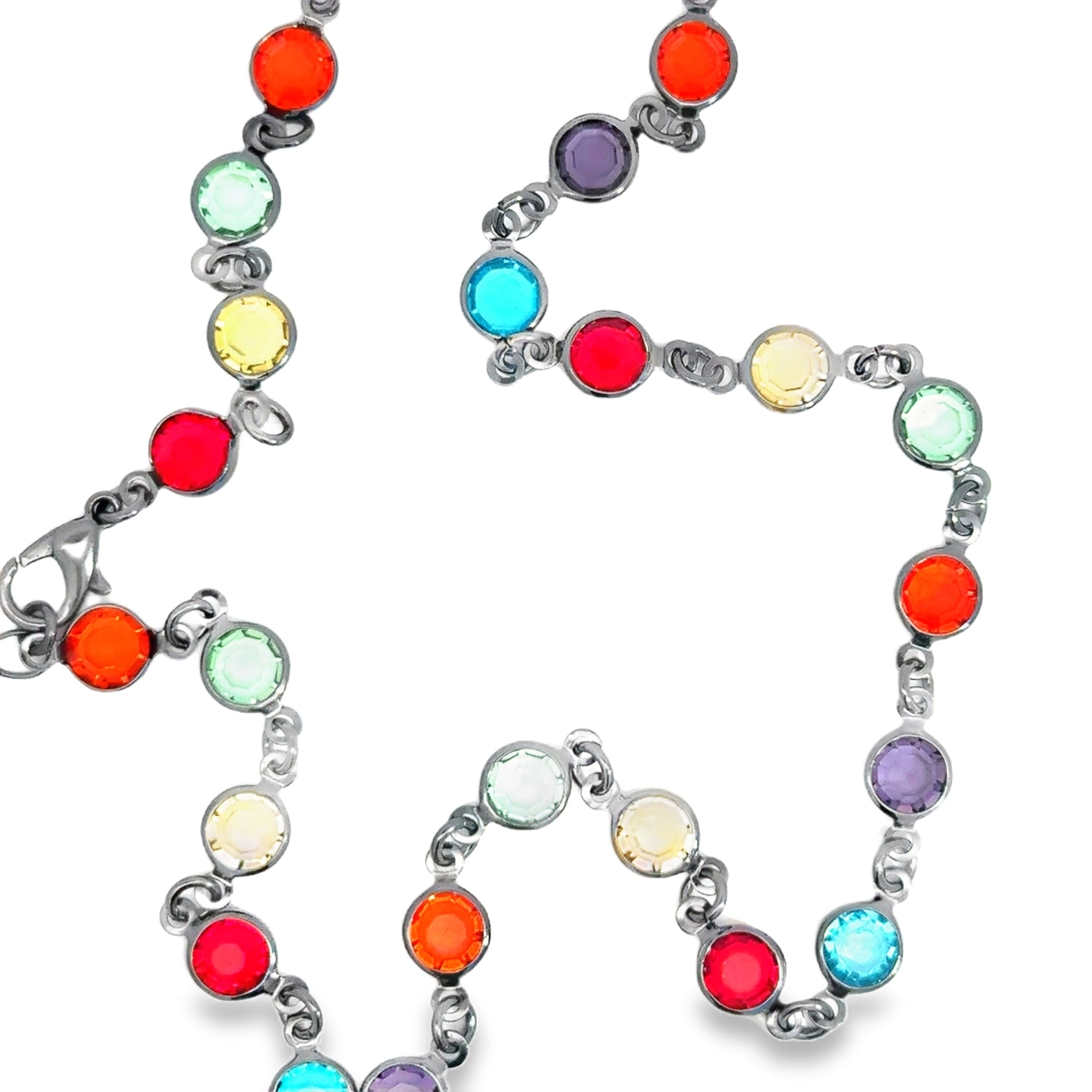 Chic Crystal Chain Necklace with Round Cabochon Cut