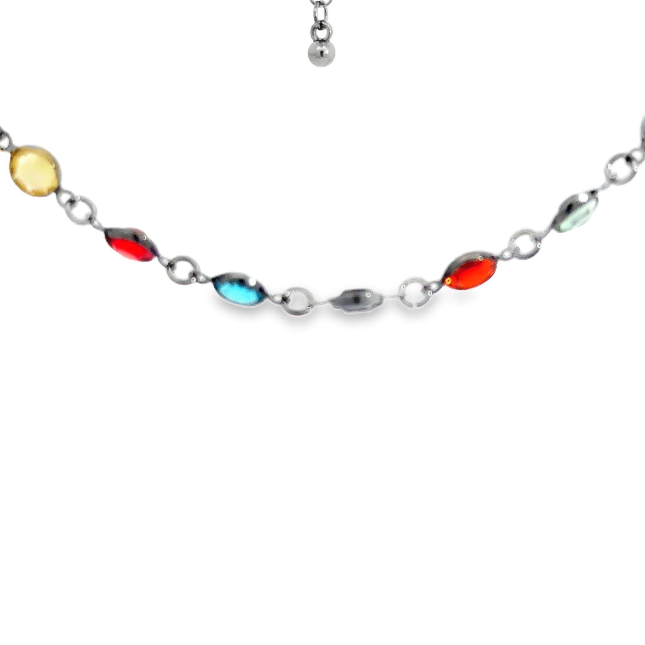 Chic Crystal Chain Necklace with Round Cabochon Cut