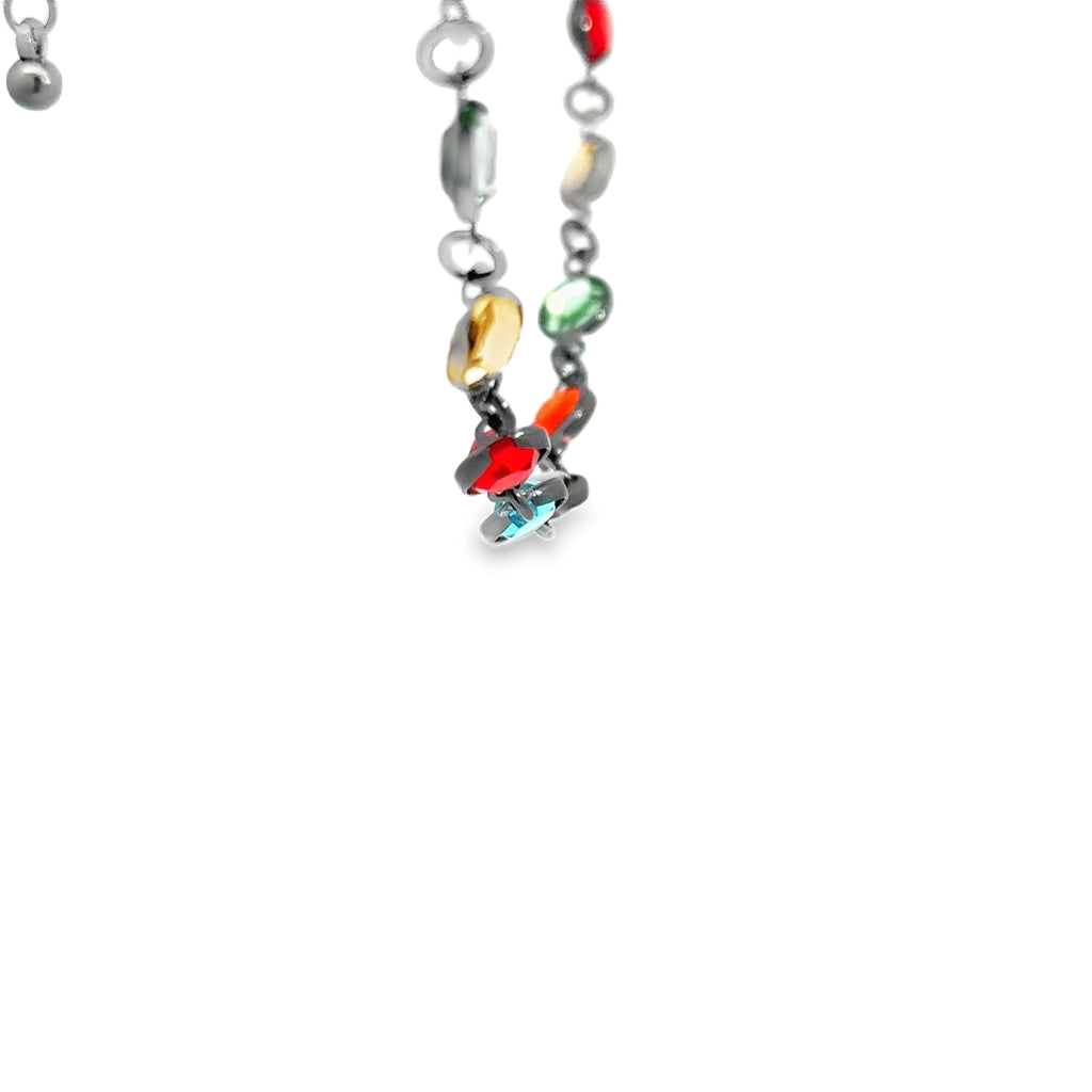 Chic Crystal Chain Necklace with Round Cabochon Cut