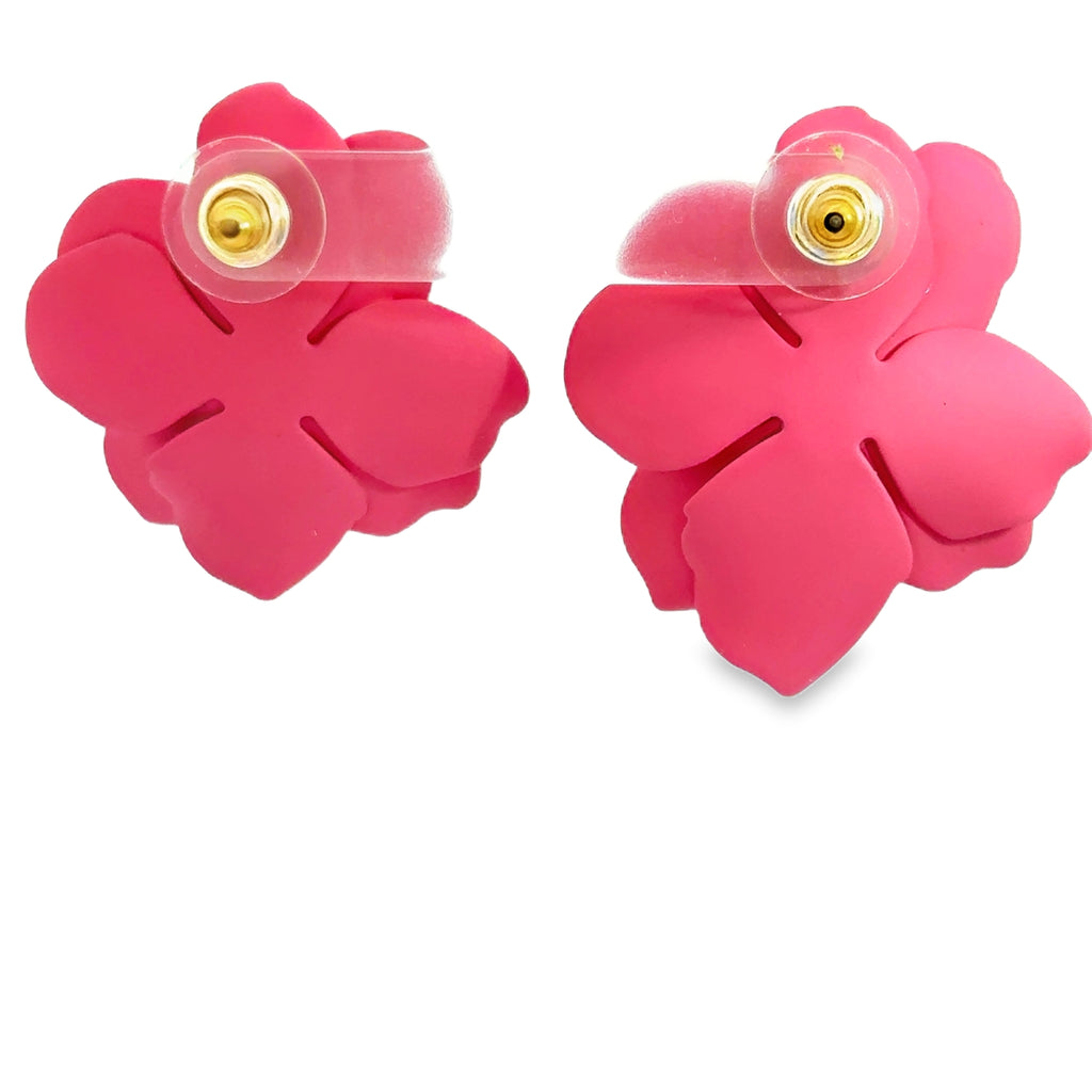 Floral Stud Earrings with Round Brilliant Diamond