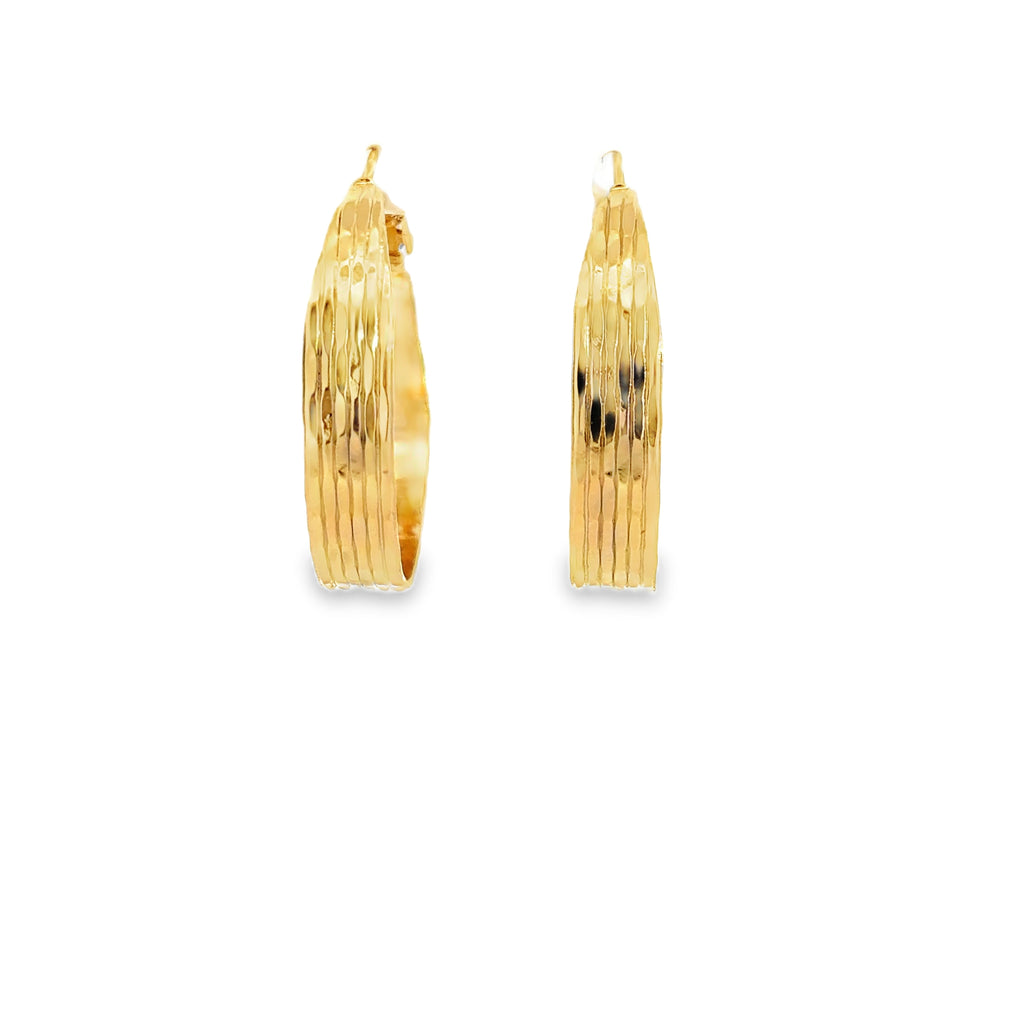 Textured Yellow Gold Hoop Earrings