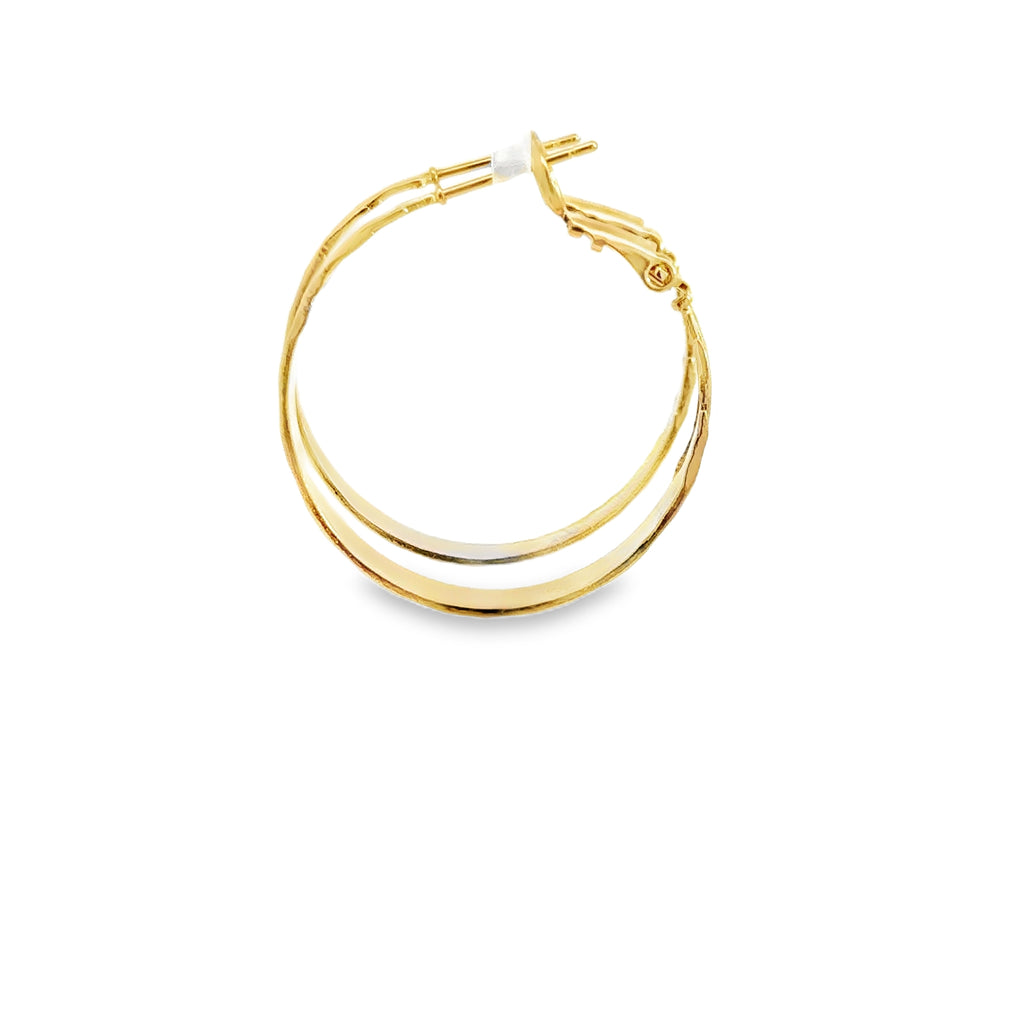Textured Yellow Gold Hoop Earrings