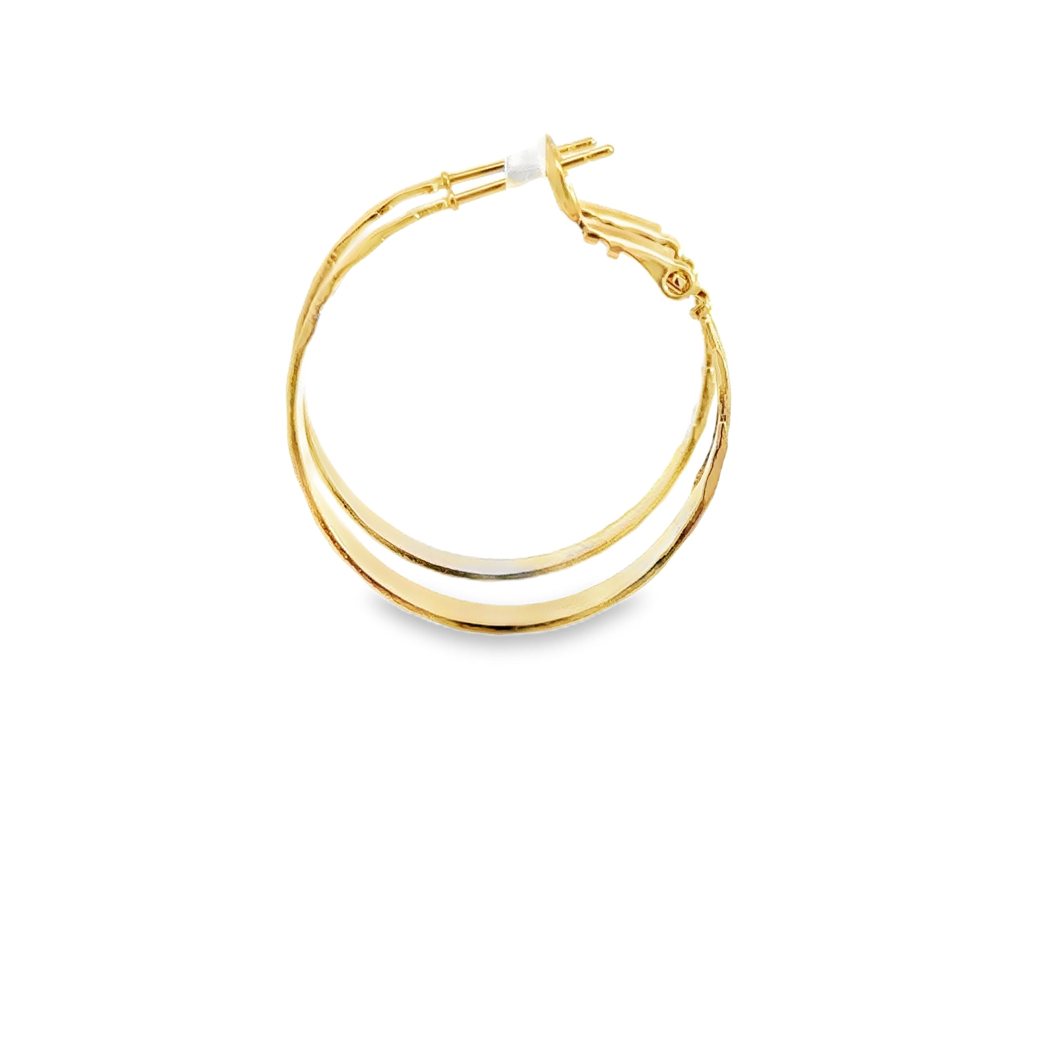 Textured Yellow Gold Hoop Earrings