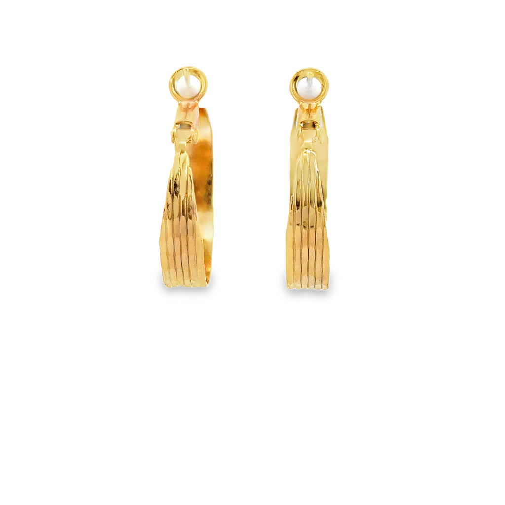 Textured Yellow Gold Hoop Earrings
