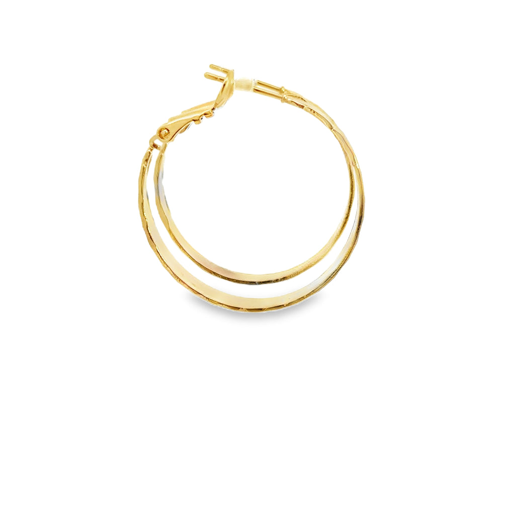 Textured Yellow Gold Hoop Earrings