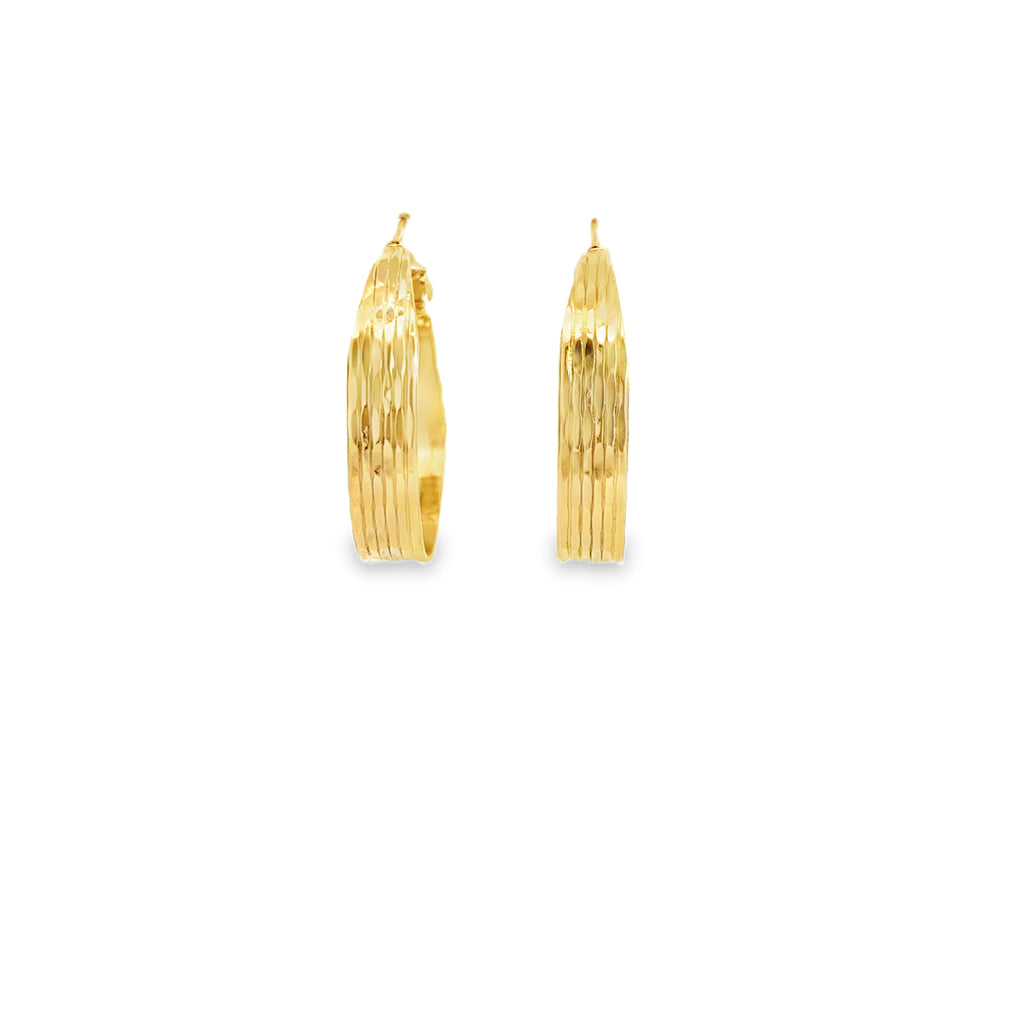 Textured Yellow Gold Hoop Earrings