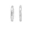 Classic Polished Silver Hoop Earrings with White Gold Finish