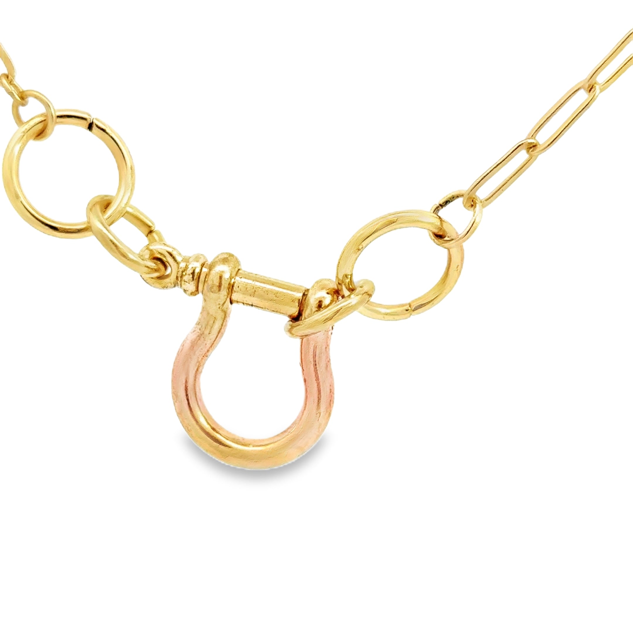 Elegant Yellow Gold Chain Horse bit Necklace
