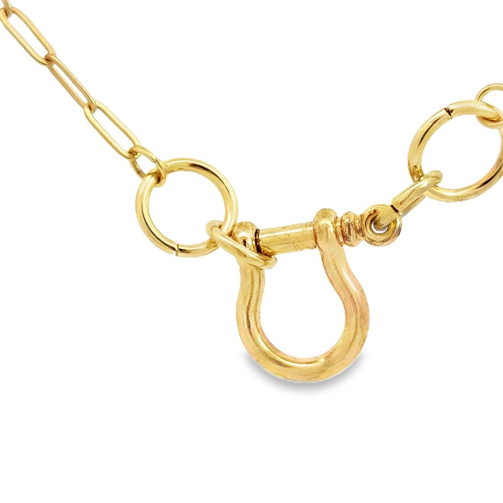 Elegant Yellow Gold Chain Horse bit Necklace