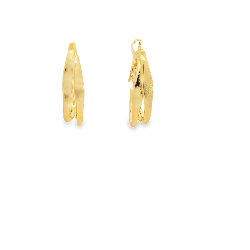 Elegant Yellow Gold Double Hoop Earrings