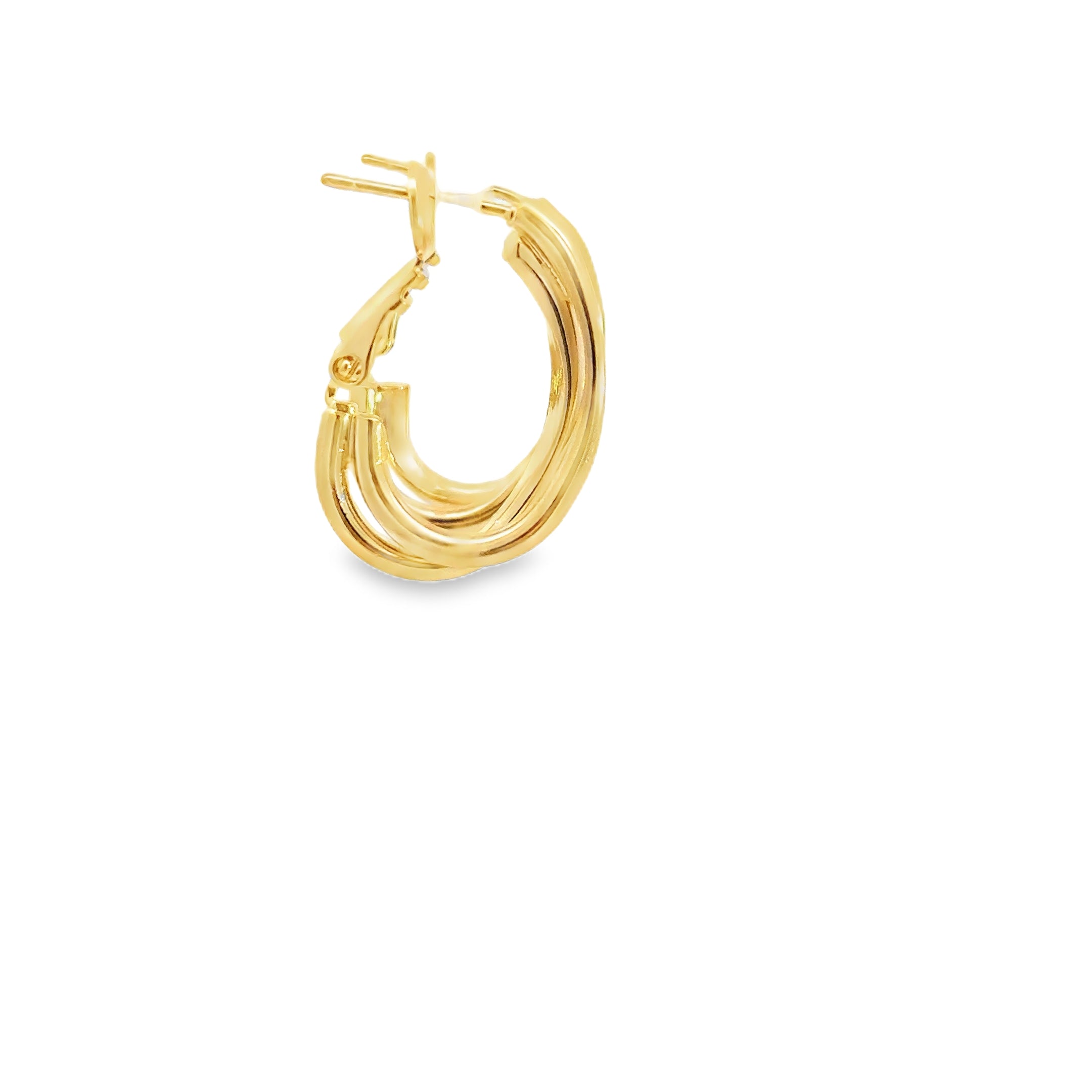 Elegant Yellow Gold Double Hoop Earrings