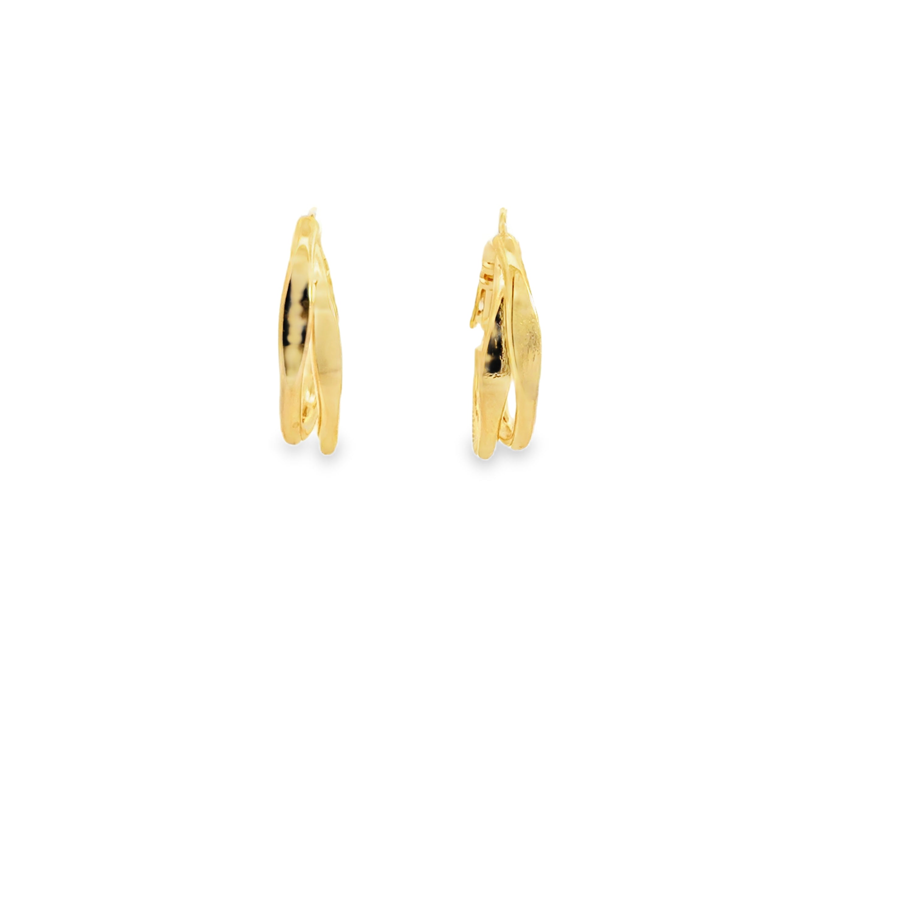Elegant Yellow Gold Double Hoop Earrings